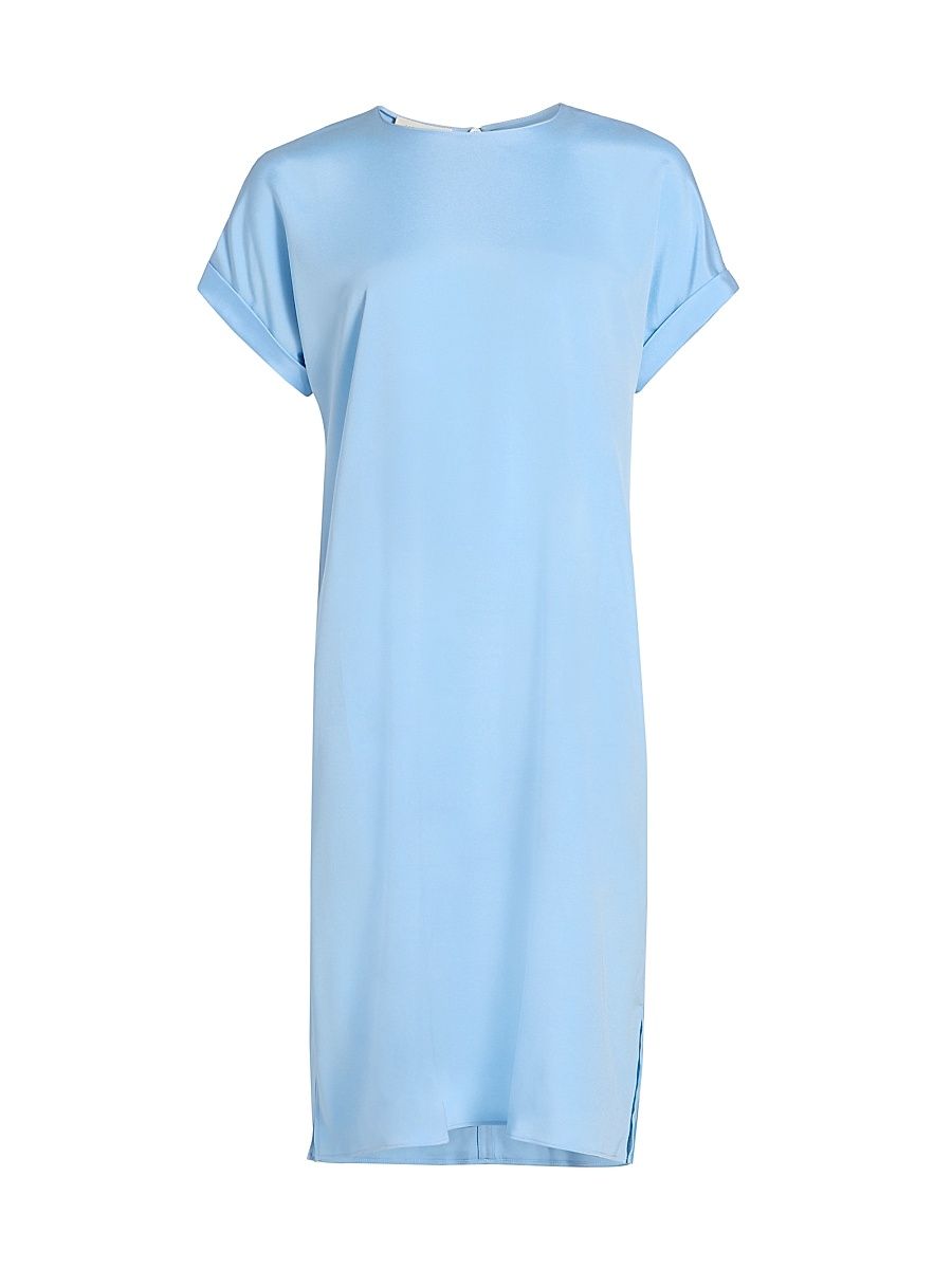 Women's Stretch Silk Georgette T-Shirt Dress - Sky Blue - Size XL
