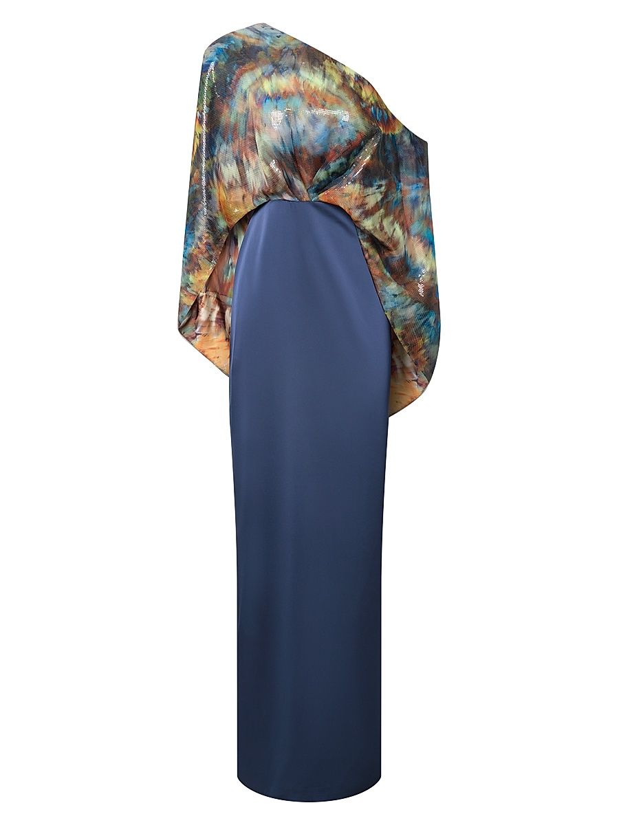 Women's Gisette Printed Satin One-Shoulder Gown - Metamorphosis - Size 16