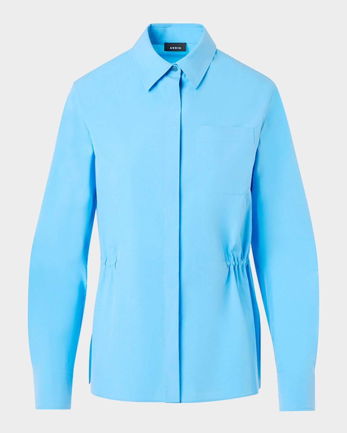 Cinched-Waist Poplin Button-Down Shirt