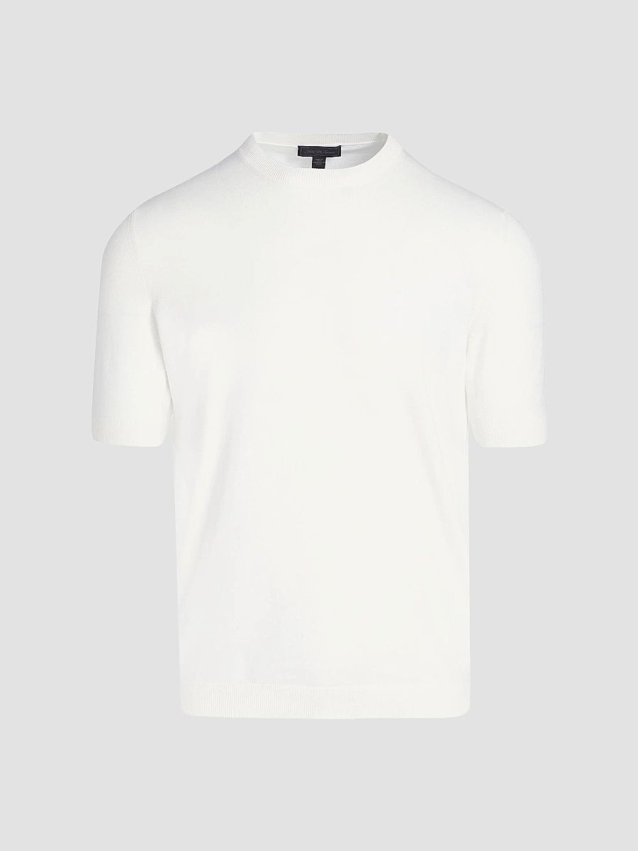 Saks Fifth Avenue Men's Garment-Dyed Crewneck Short-Sleeve Sweater - White - Size XXL