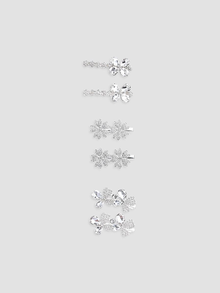Crystal Harmony Hair Clip Set - Silver