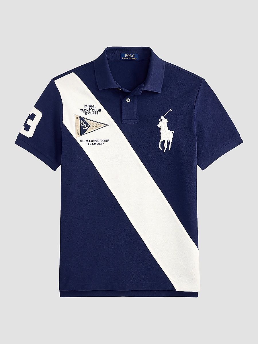 Men's Custom Slim-Fit Big Pony Mesh Polo Shirt - Newport Navy Nevis - Size XXL