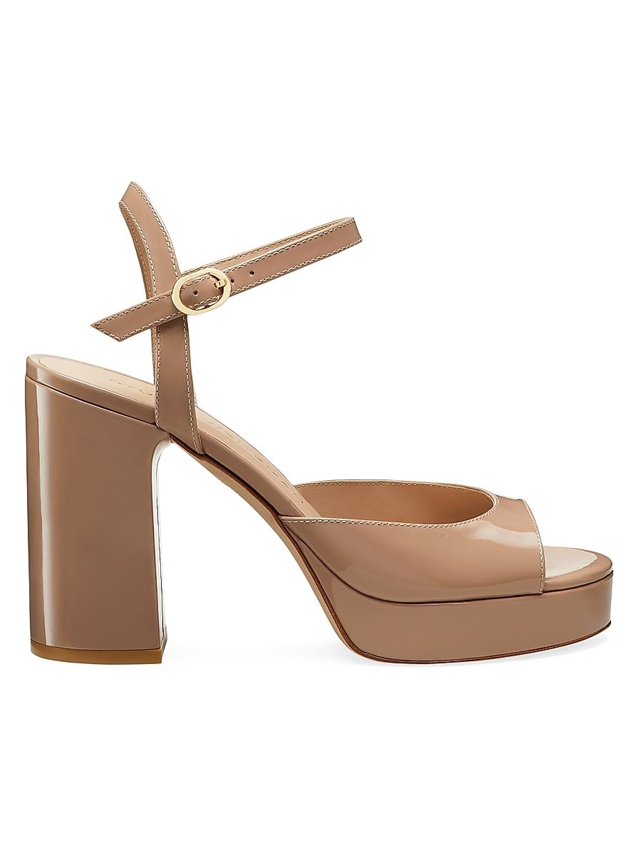 Women's Dayna II 100MM Patent Leather Platform Sandals - Fawn - Size 9.5