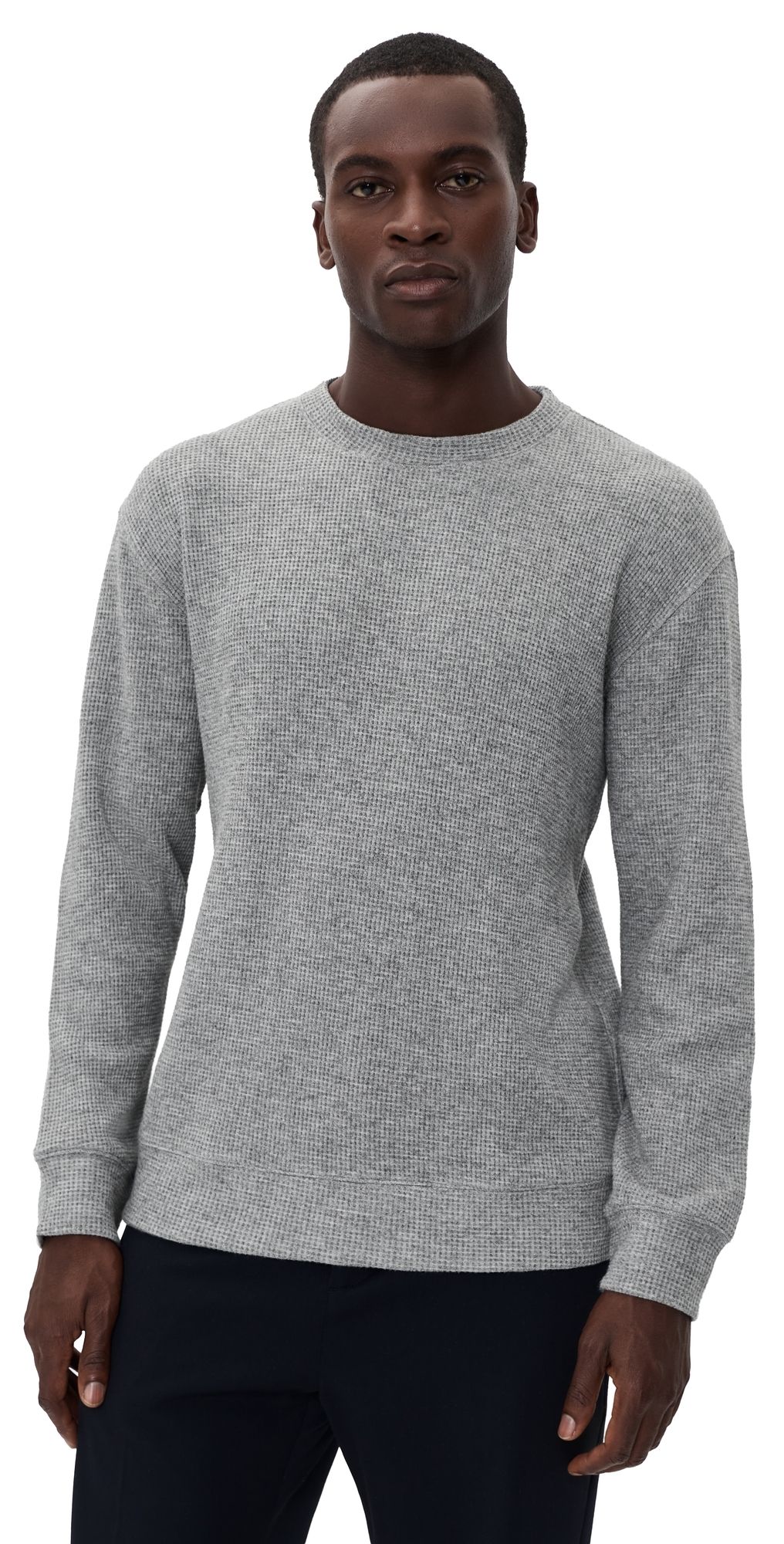 Beyond Yoga Rest Day Waffle Crewneck Sweatshirt Charcoal Heather M