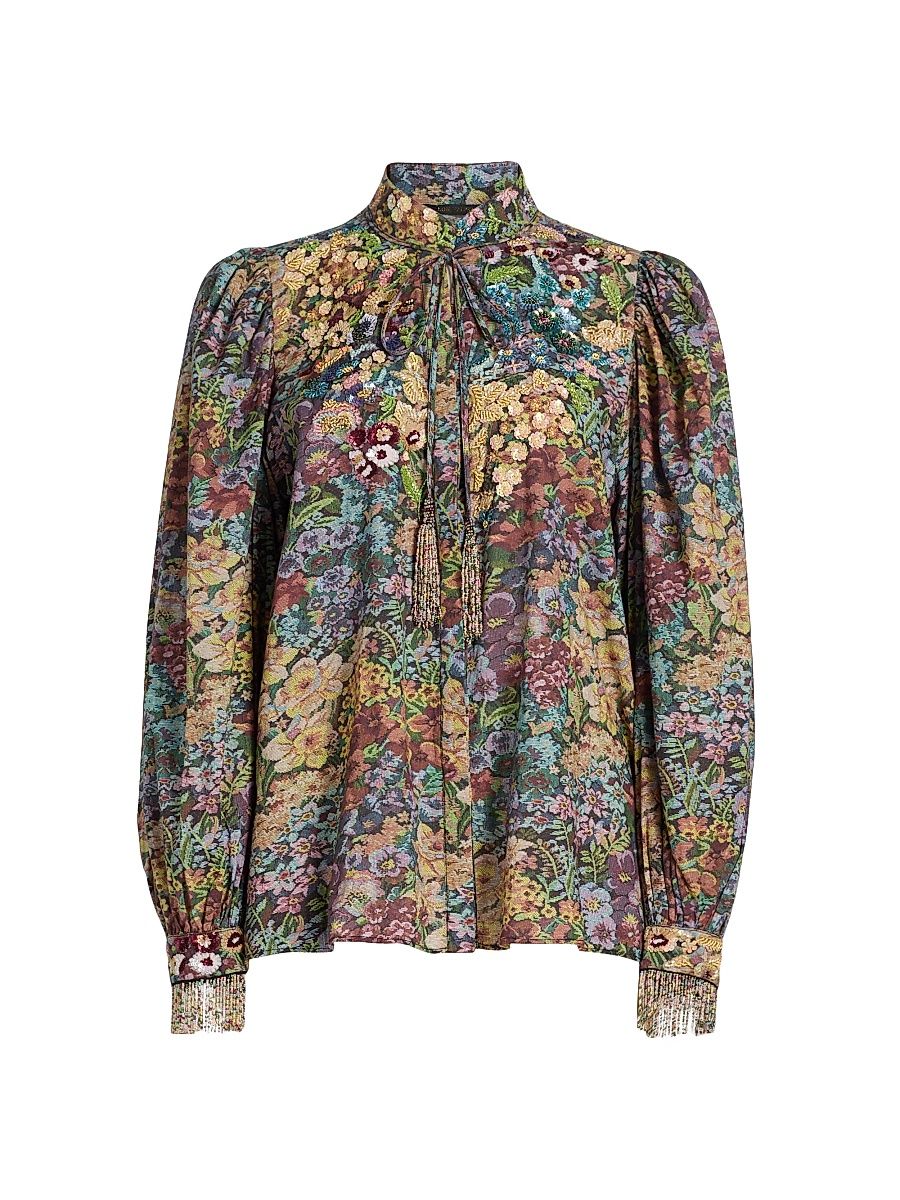 Women's Clara Floral Cotton Blouse - Size XL
