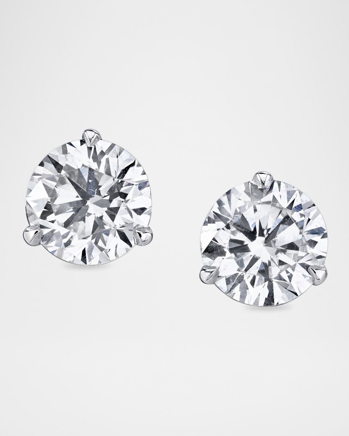18K White Gold Martini Diamond Stud Earrings, 3.00tcw, 0.30"L / 0.30"W