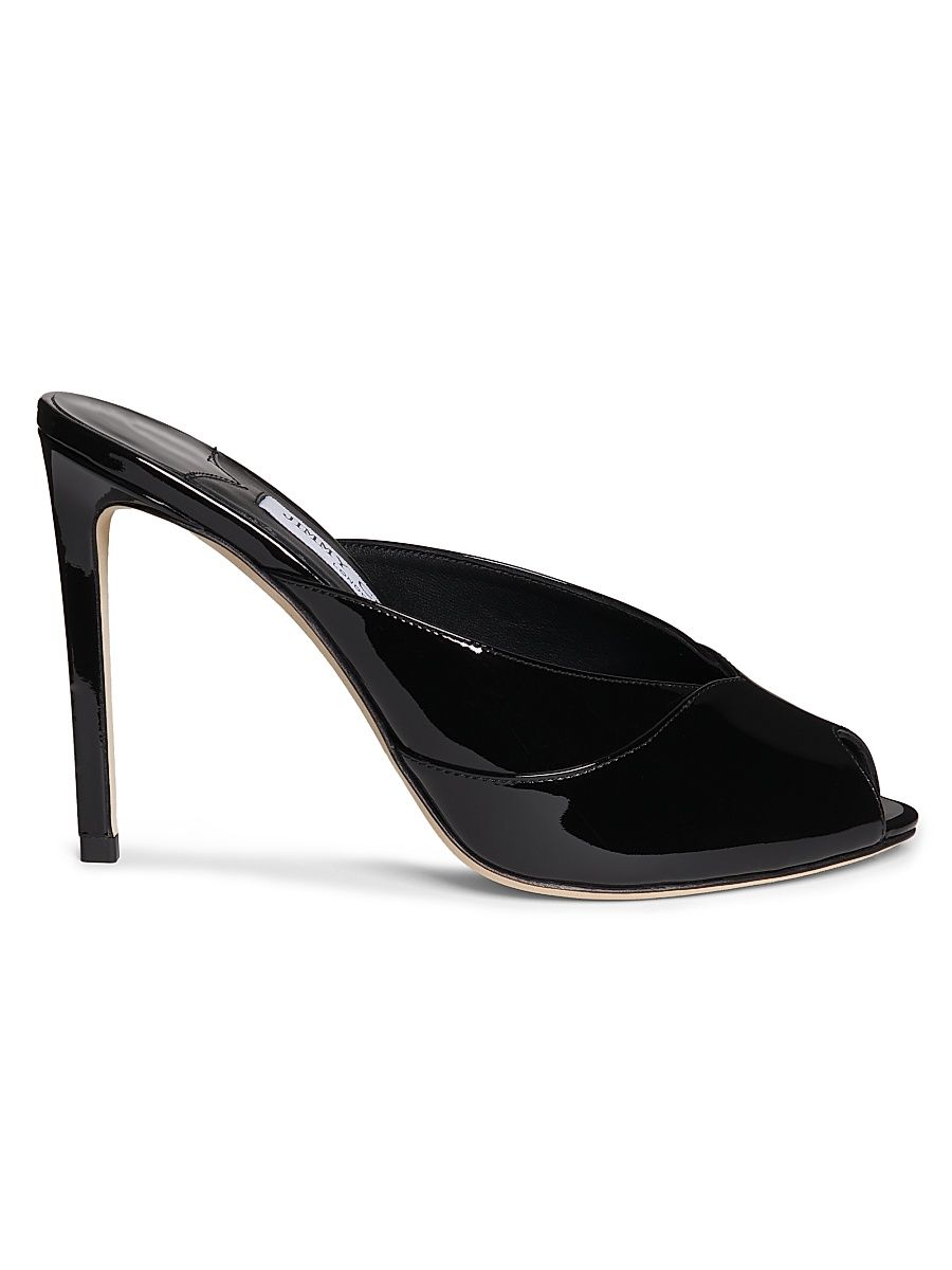 Women's Brigitte 100MM Patent Leather Mules - Black - Size 11.5