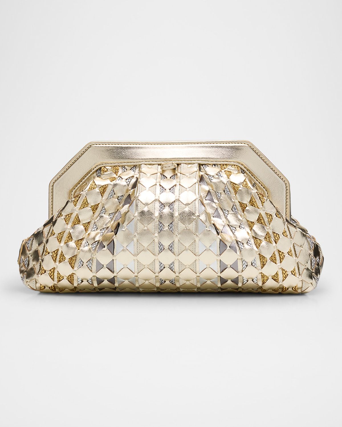 Secret Woven Mosaic Metallic Leather Clutch Bag
