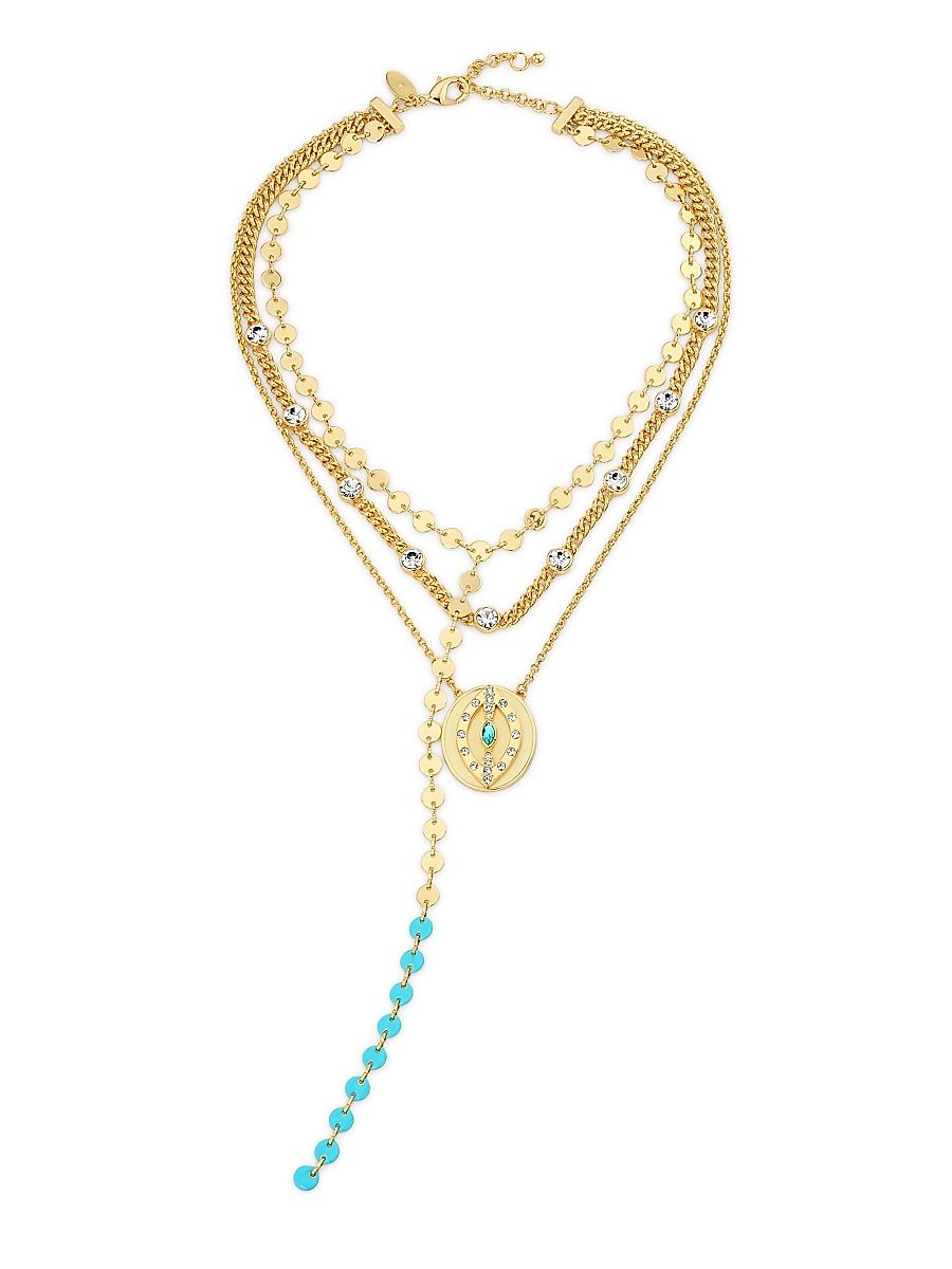 Women's Enamel Charms Saruti Glass & Cubic Zirconia Layered Necklace - Gold