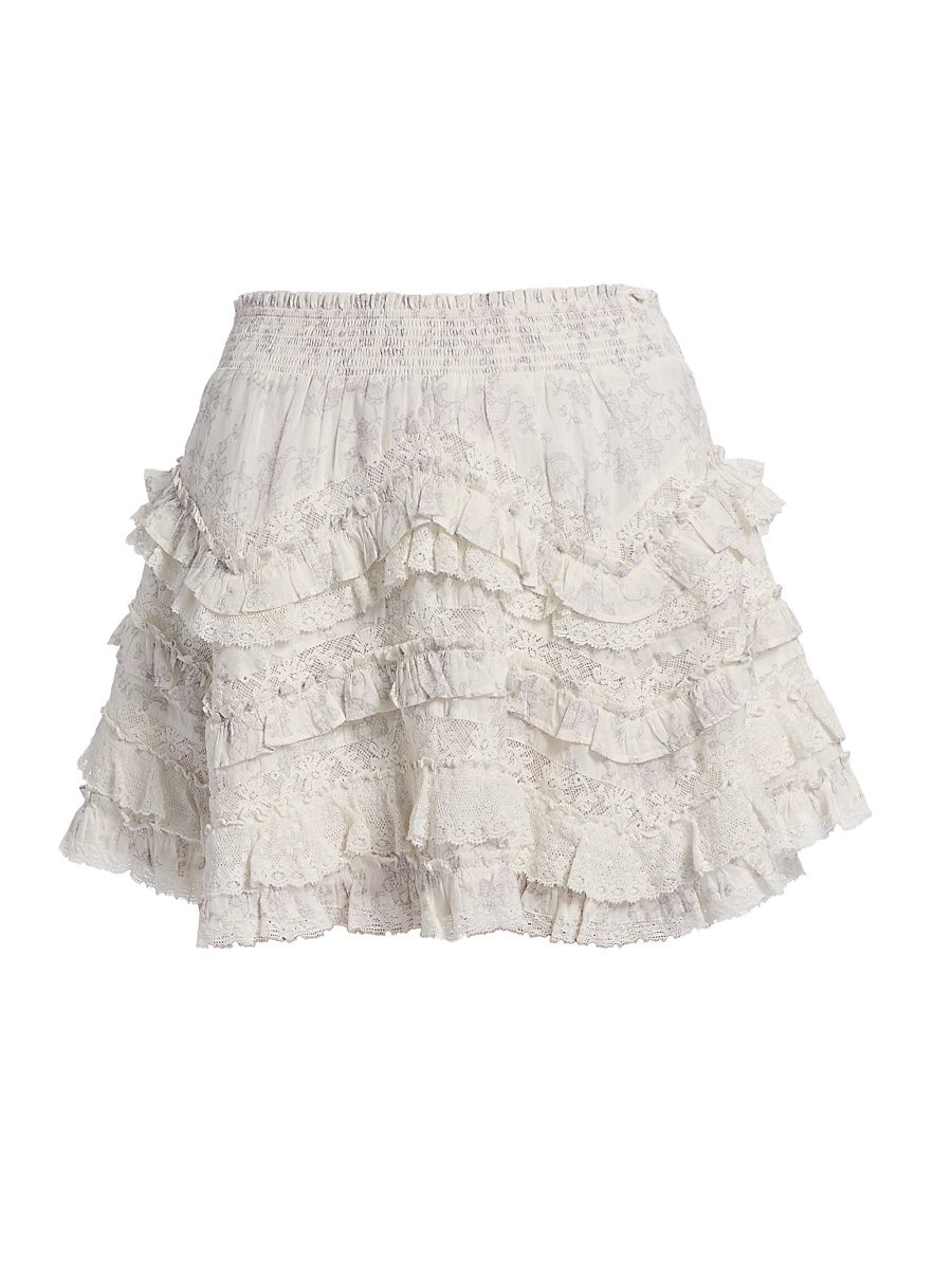 Women's Serevina Floral Ruffle Miniskirt - Chantilly - Size Medium