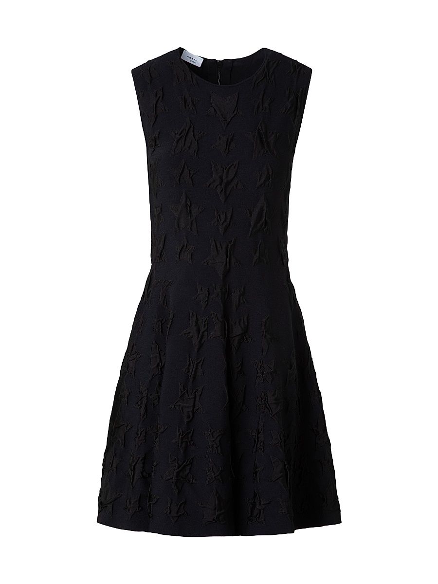 Women's Jacquard Star Fit & Flare Minidress - Black - Size 12