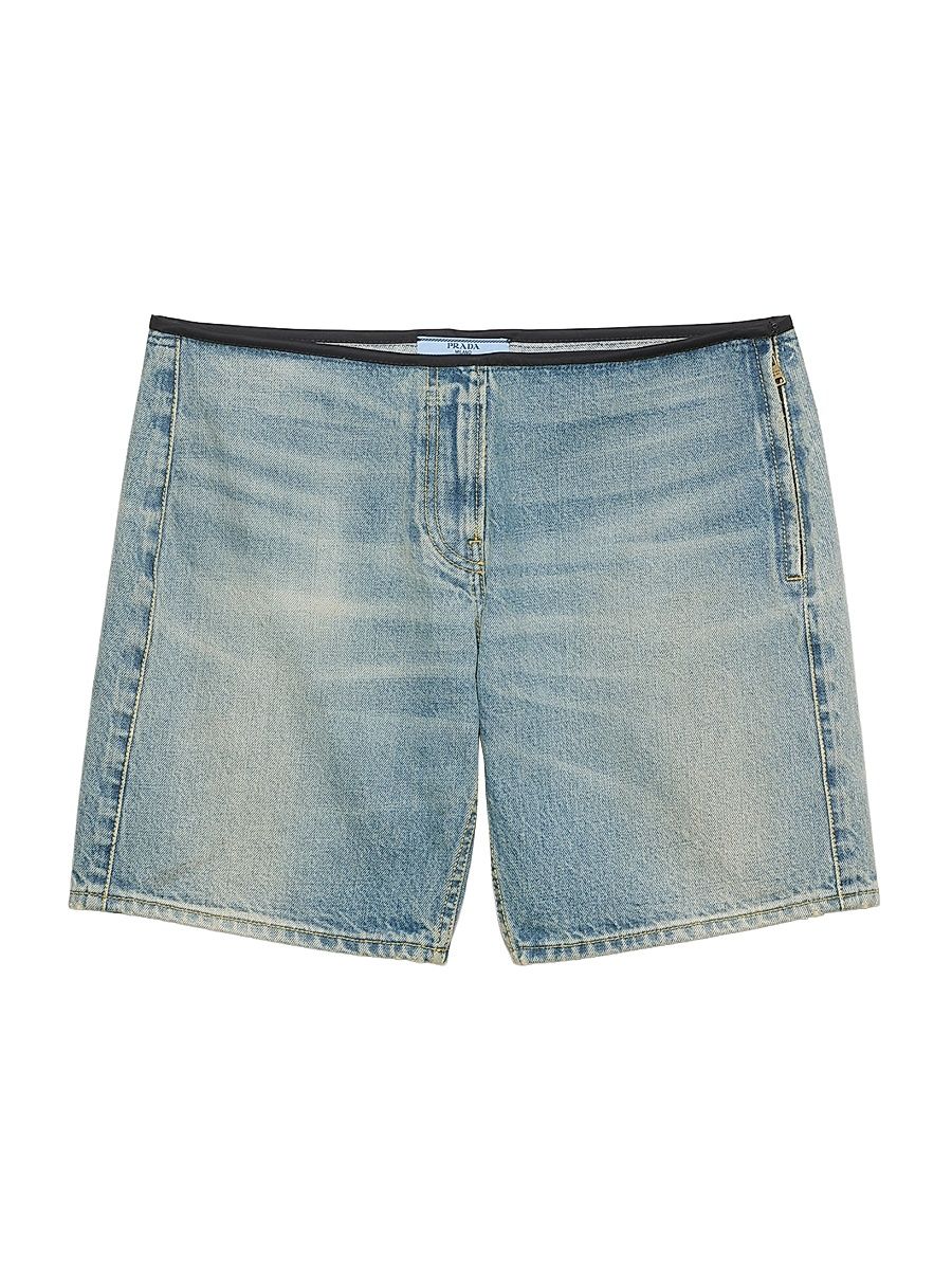 Women's Washed Denim Bermudas - Blue - Size 33