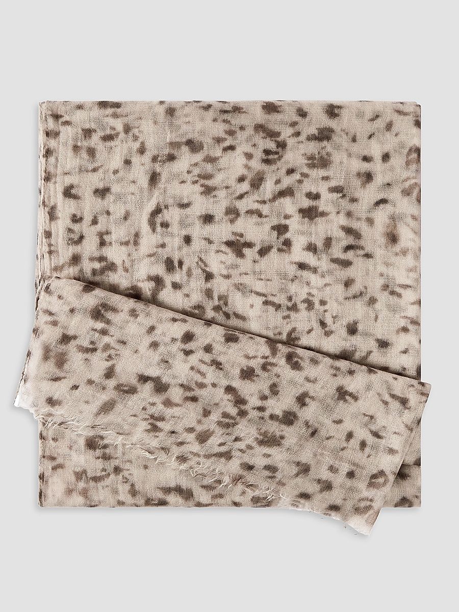 Women's Lynx Print Cashmere Scarf - Beige