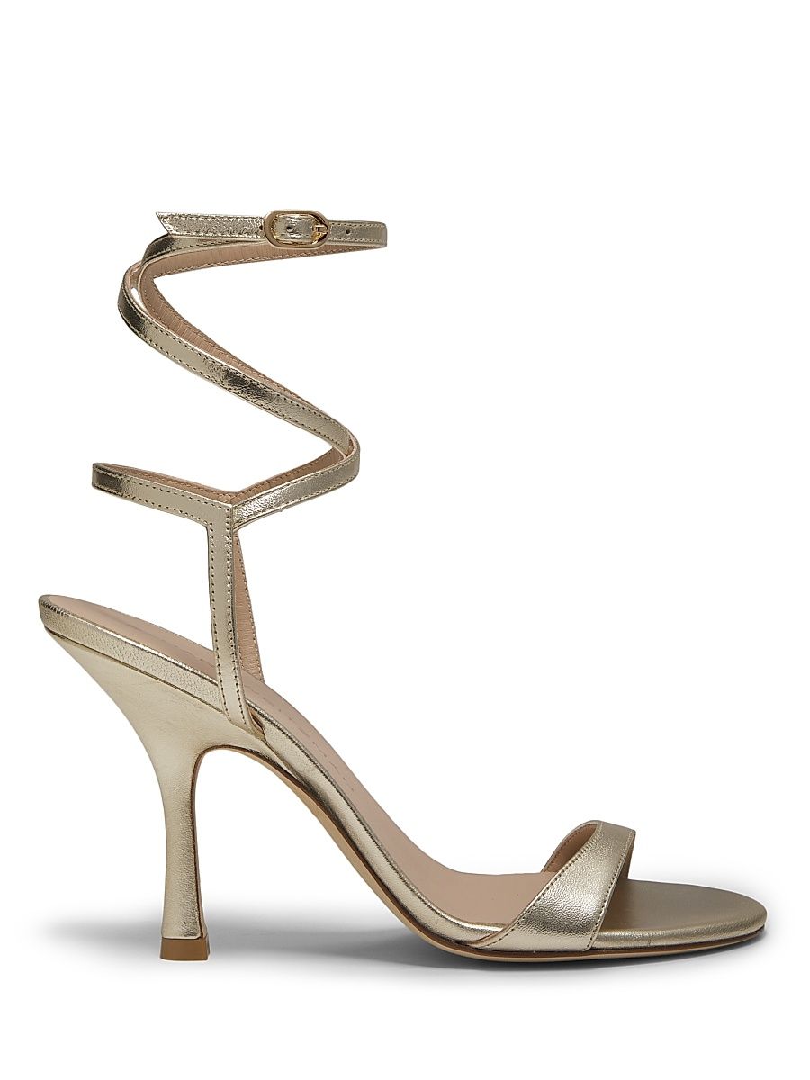 Women's Nudist Wrap 100MM Leather Sandals - Light Gold - Size 6