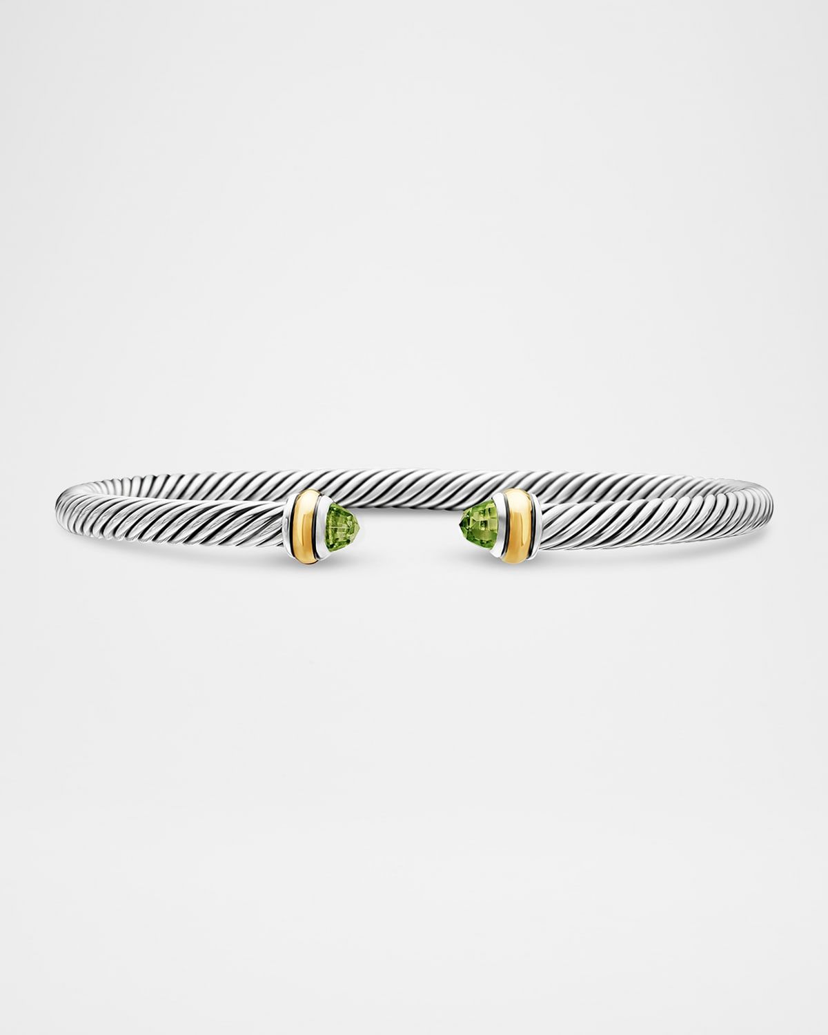 Cable Bracelet with Gemstone in Silver with 18K Gold, 4mm