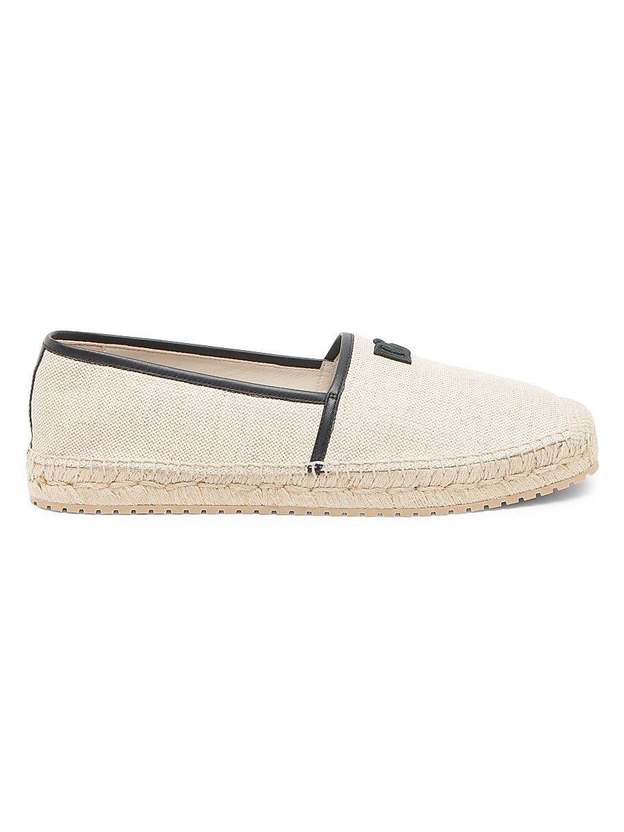 Men's Embroidered Logo Woven Espadrilles - Ivory - Size 12