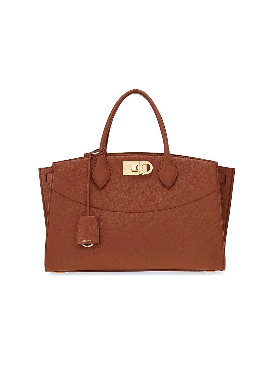 Women's Large Leather Tote Bag - New Cognac