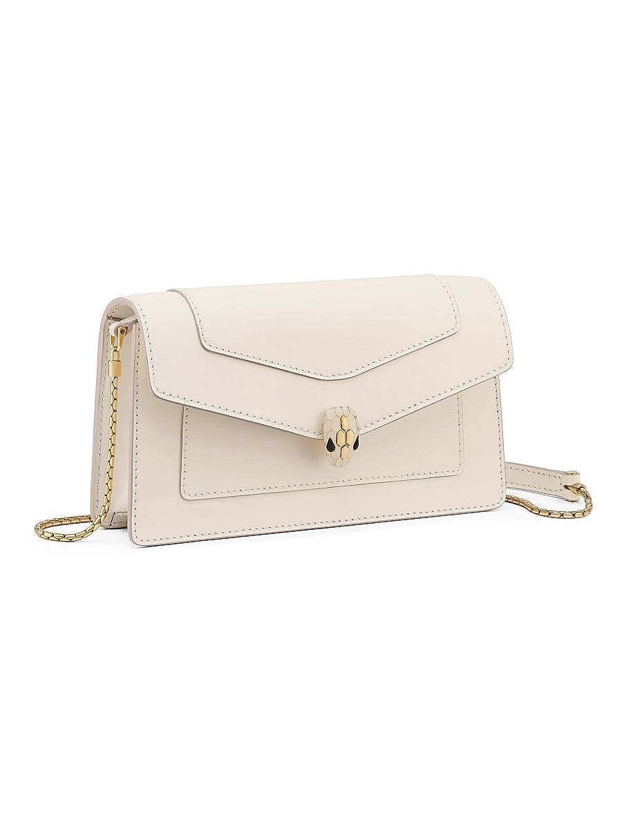 Women's Serpenti Forever Leather Wallet-On-Chain - Perla White