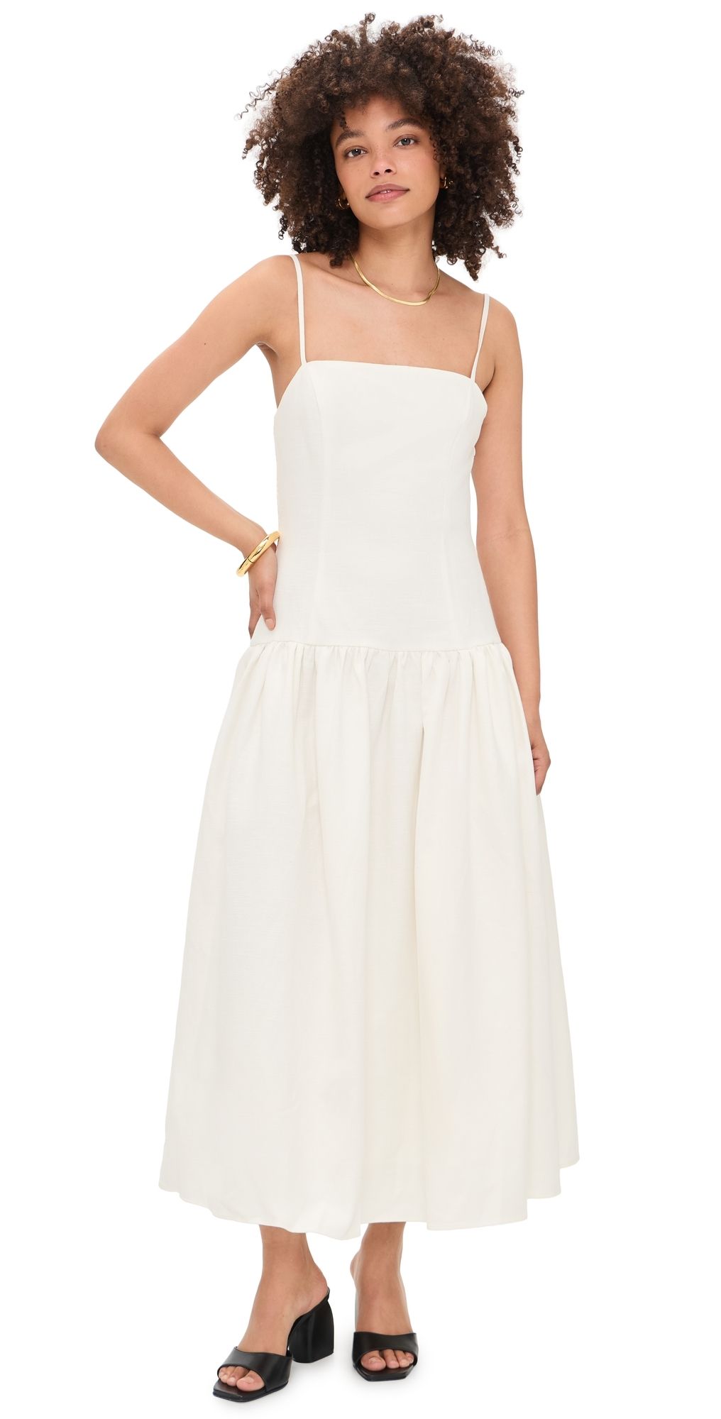 endless rose Linen Drop Waist Maxi Dress Ivory M