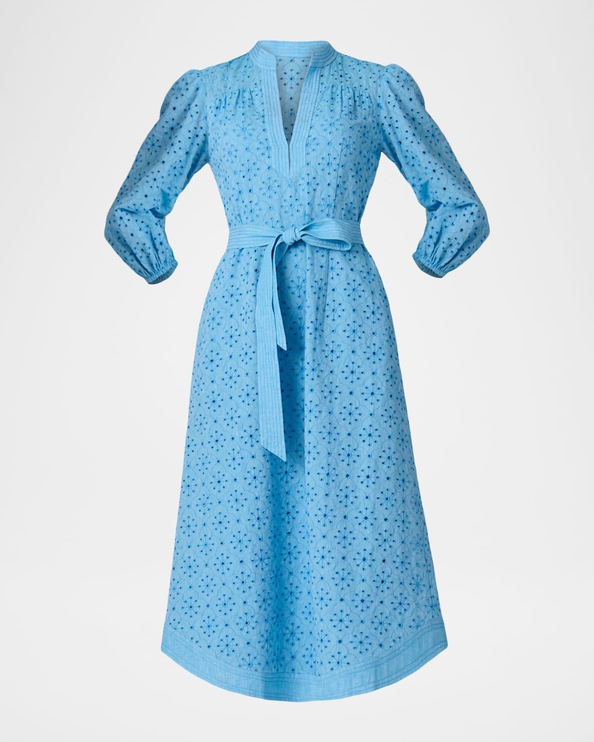 Adele Belted Eyelet-Embroidered Midi Dress