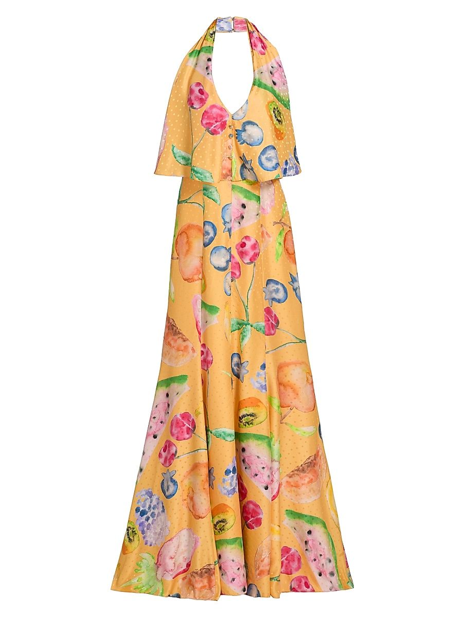 Women's Bat Your Eyelashes Halter Gown - Pineapple - Size 4