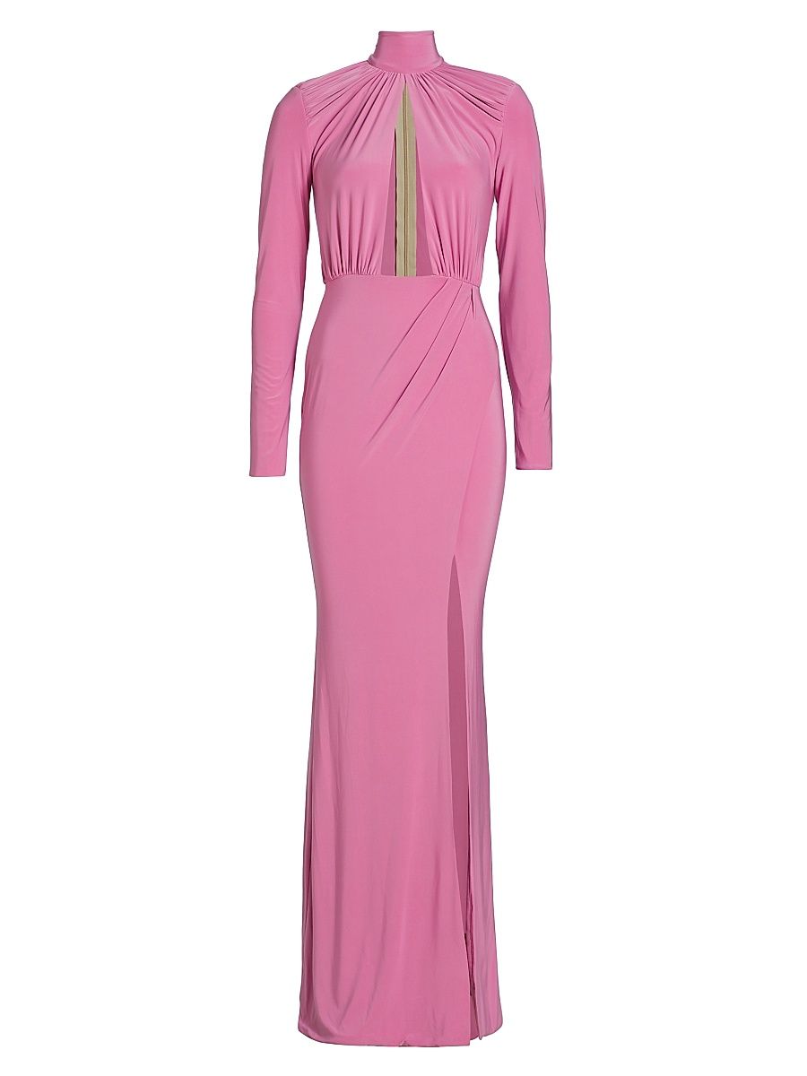 Women's Pisces Draped Jersey Cut-Out Gown - Light Pink - Size 10