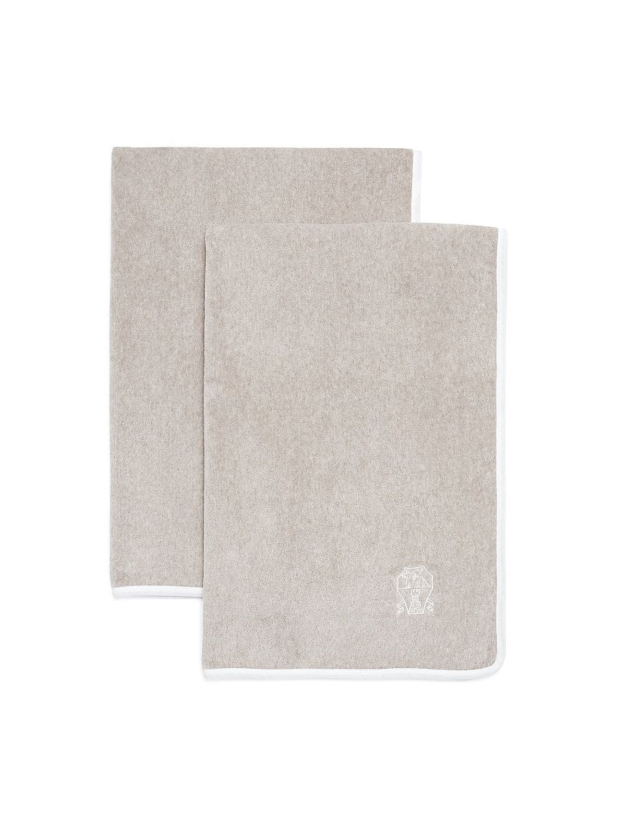 2 Piece Cotton Terry Cloth Bath Towel Set - White