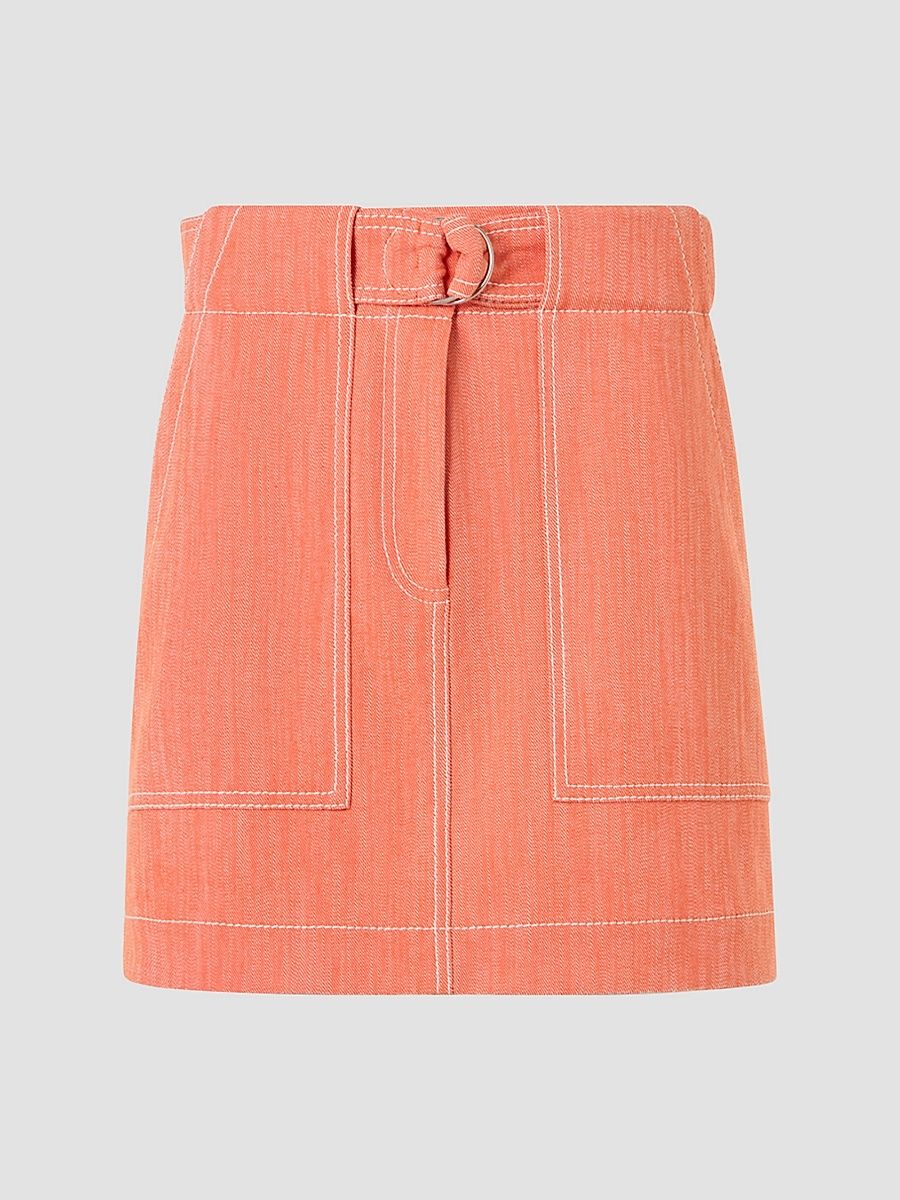 Women's Denim Cargo Skirt - Orange - Size 14