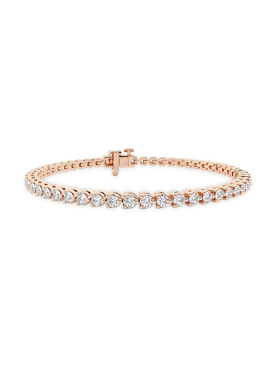 Women's 14K Rose Gold & Round Lab-Grown Diamond 3-Prong Tennis Bracelet/1.00-10.00 TCW - 3 Tcw - Size 6