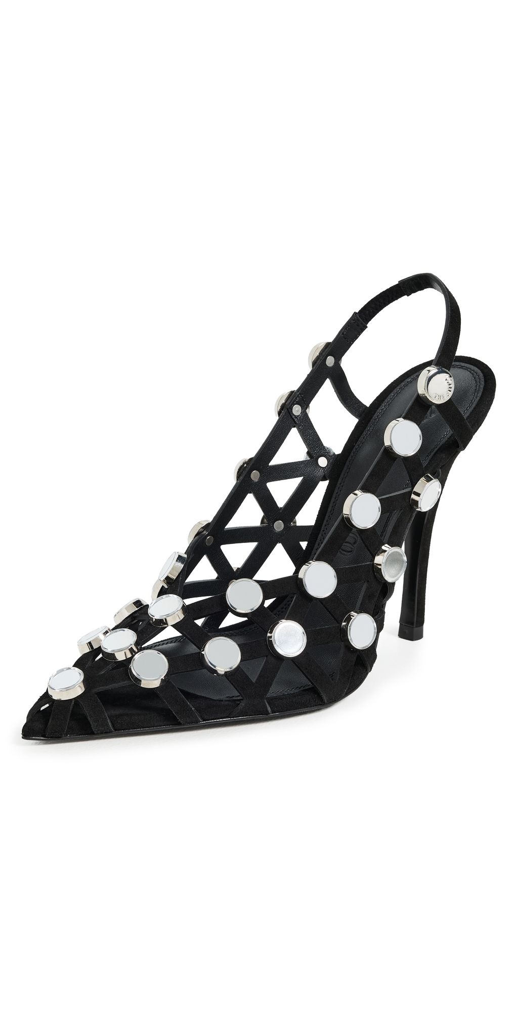 The Attico 'Grid' Slingback Heels 105mm Black 38