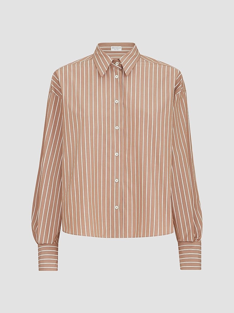 Women's Striped Cotton Poplin Shirt - Dattero - Size Small