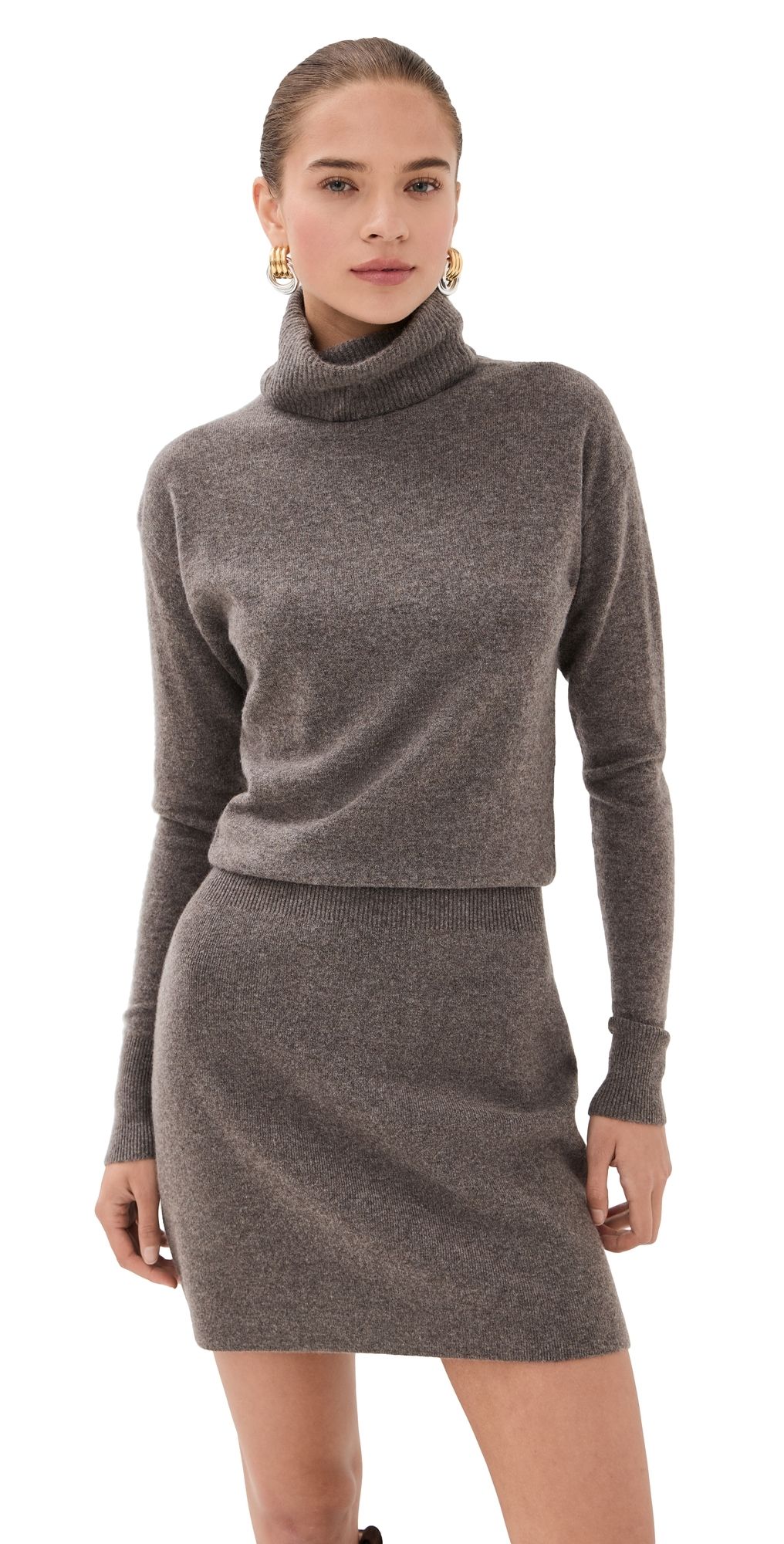 Veronica Beard Cassidy Turtleneck Mini Dress Heather Umber Melange S