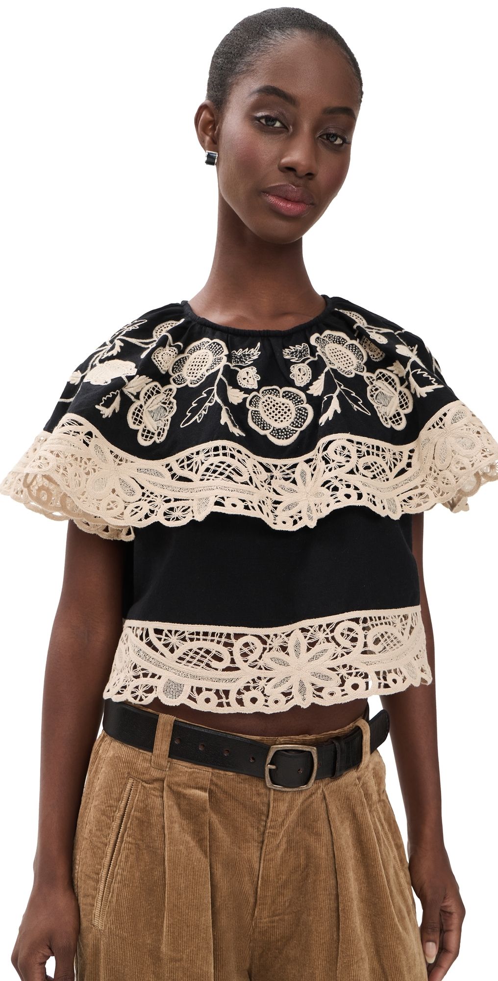 Sea Shiloh Embroidered Top Black XS