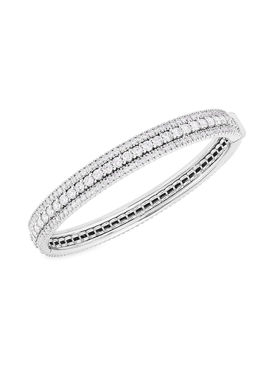 Women's Siena 18K White Gold & Diamond Three-Row Bangle Bracelet - White Gold