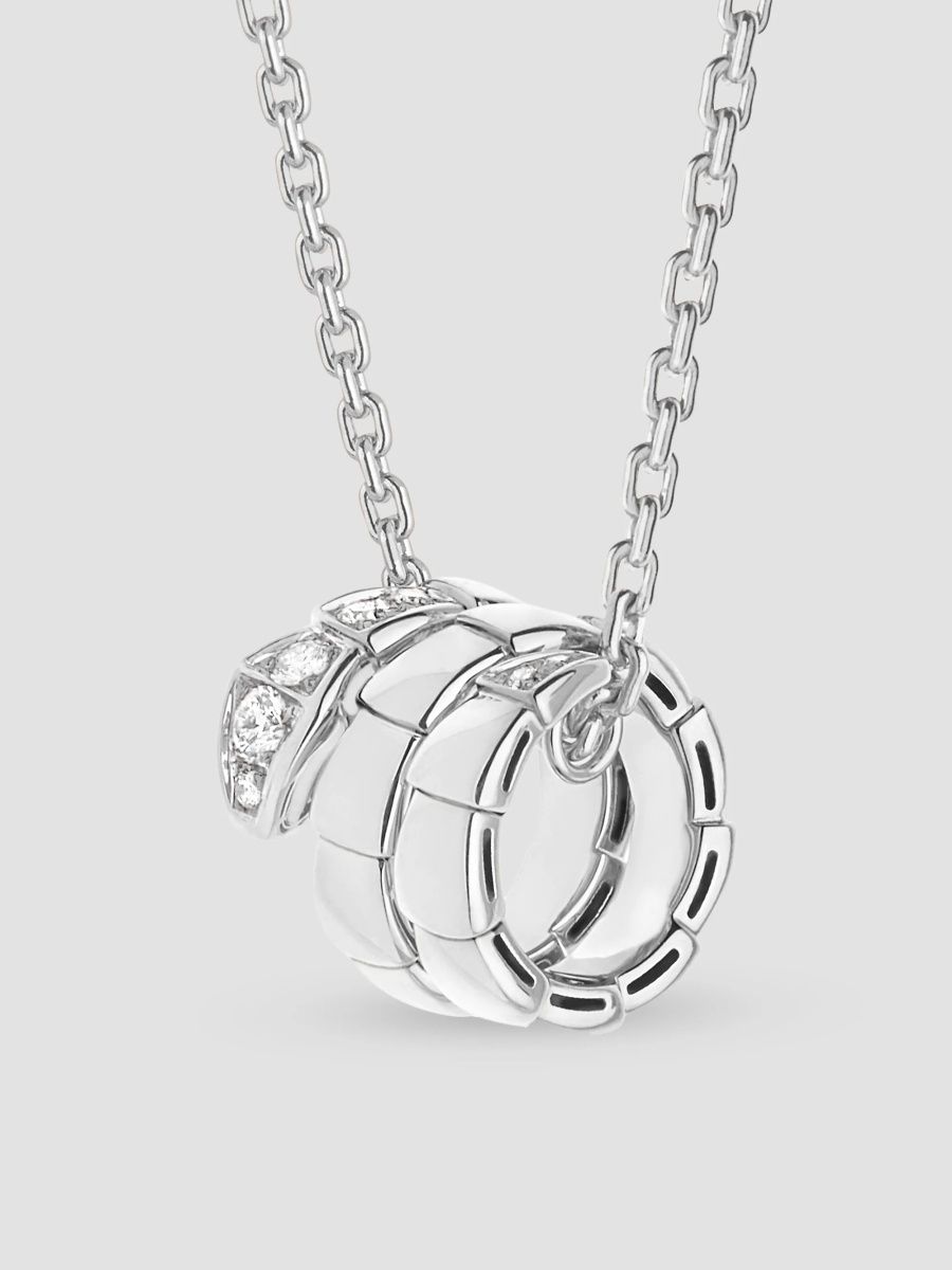 BVLGARI Women's Serpenti Viper 18K White Gold & 0.13 TCW Diamond Pendant Necklace - White Gold