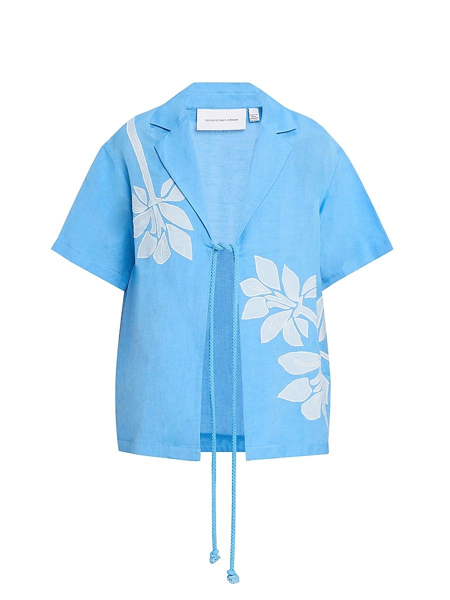 Women's Tammy Tie-Front Shirt - Blue Pattern - Size 12