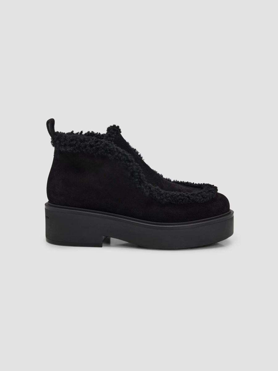 Gianvito Rossi Women's 20MM Suede & Shearling Ankle Boots - Black - Size 7