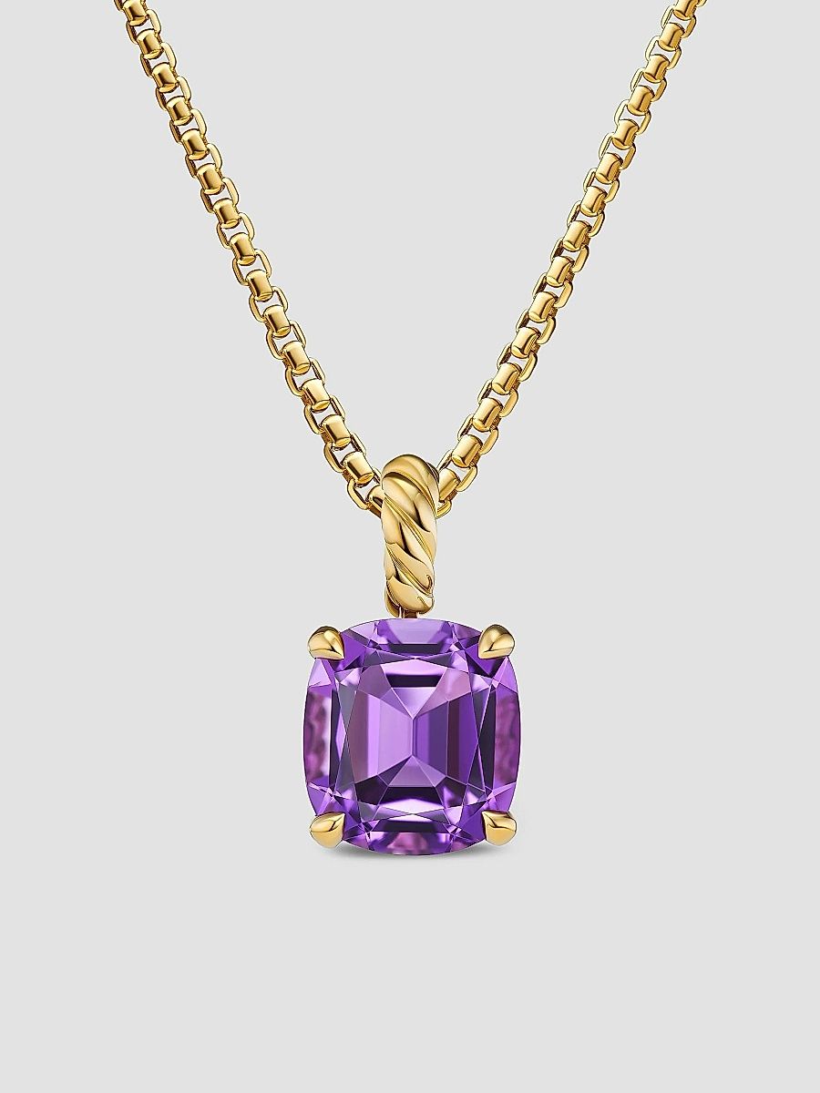 David Yurman Women's Marbella Pendant in 18K Yellow Gold - Amethyst