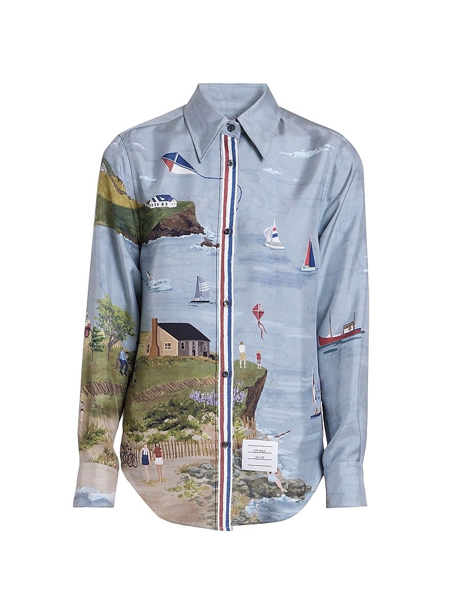 Women's Scenic Coastline Silk Shirt - Seasonalmulti - Size 8