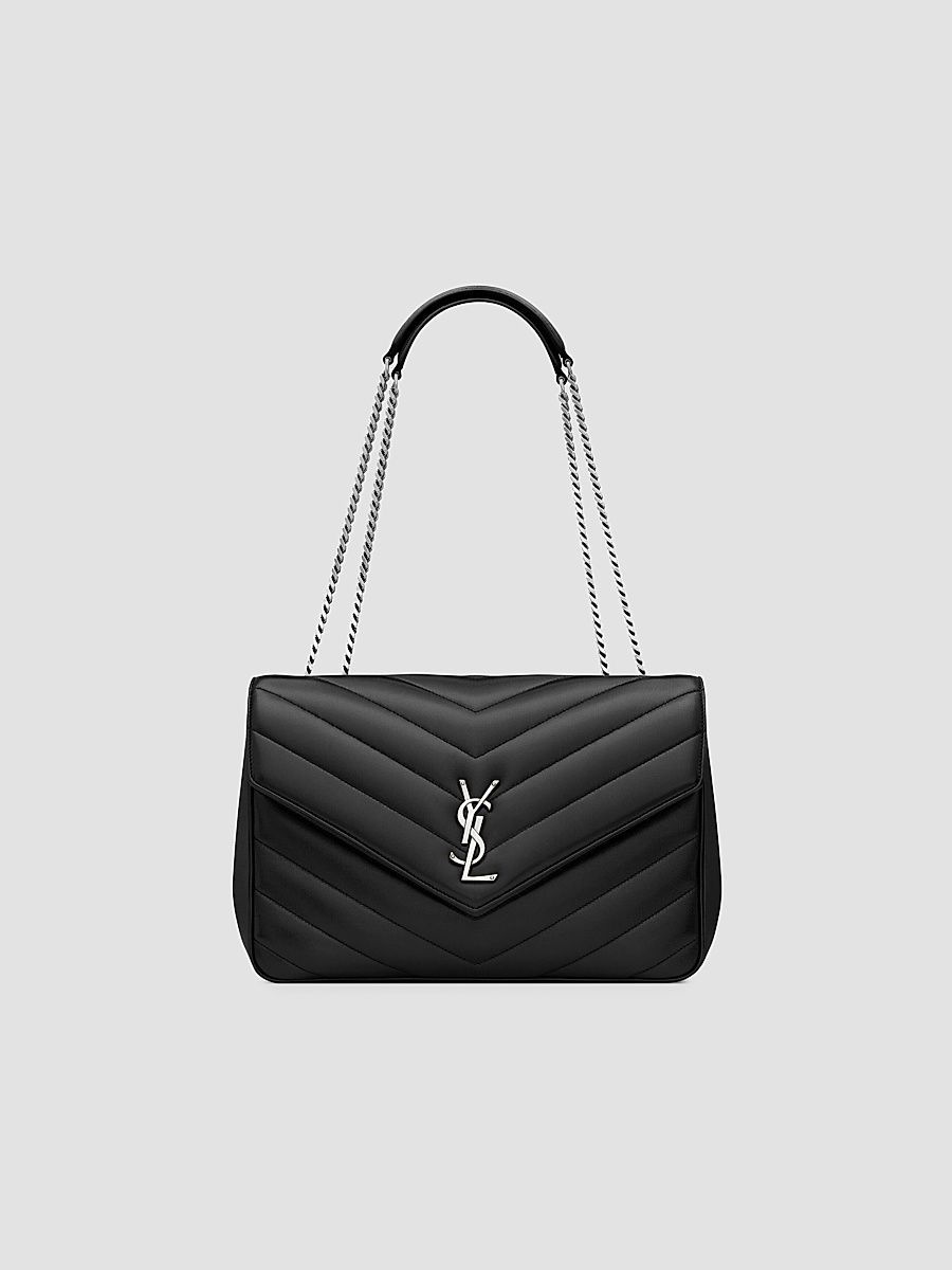 Saint Laurent Women's Loulou Shoulder Bag in Lambskin Leather - Black