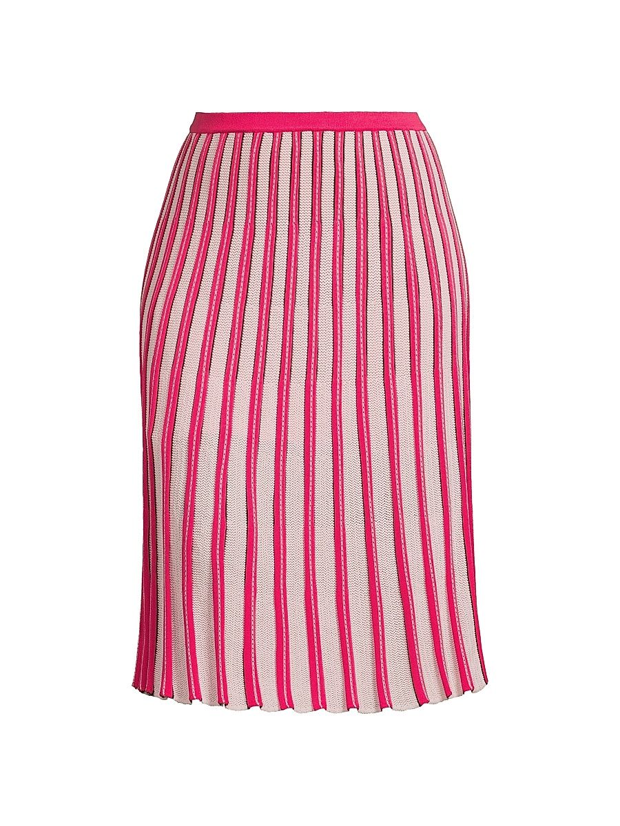 Women's Plus Striped Pointelle-Knit Midi-Skirt - Vibrant Fuschia Rosy Blush - Size 20