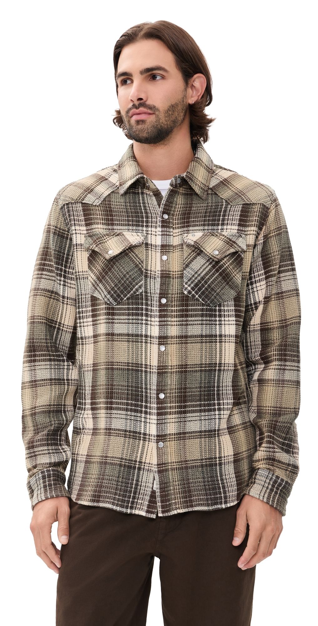 AG Huston Western Shirt Green Multi S