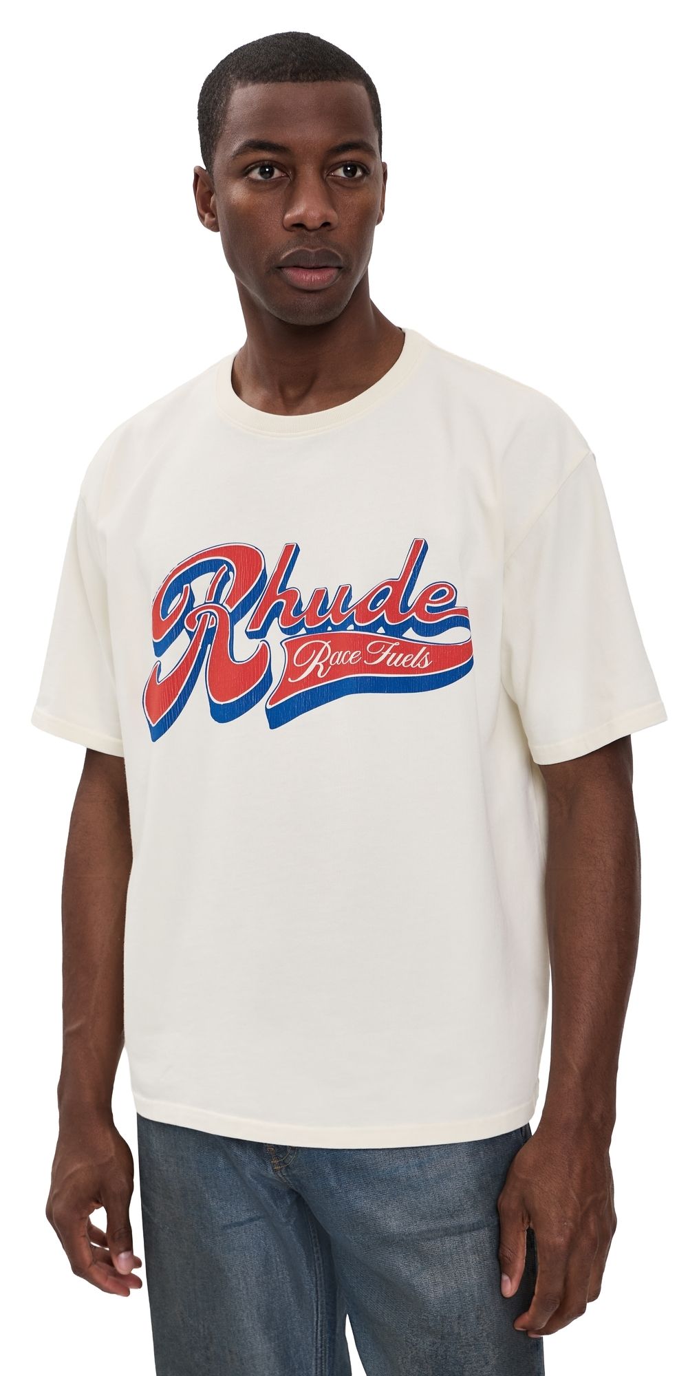 Rhude Pit Stop Tee Vintage White/Red/Blue M