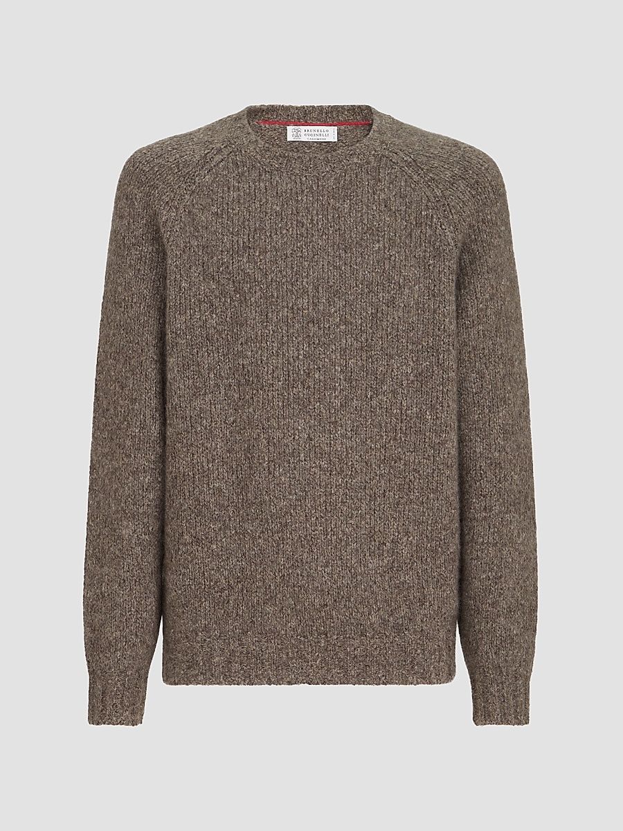 Men's Cashmere and Silk Sweater - Brown - Size 34