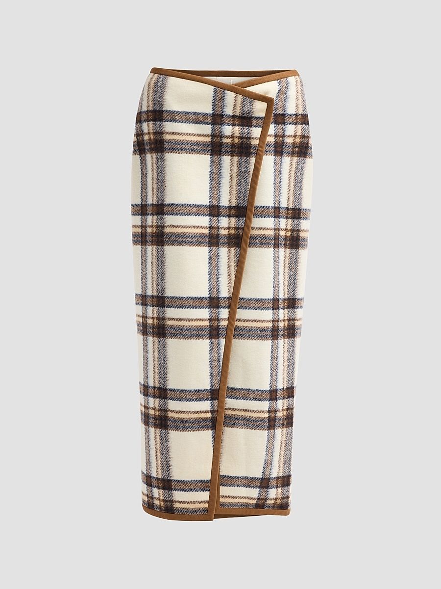 Women's Leia Plaid Wrap Maxi Skirt - Cedar Multi - Size 10