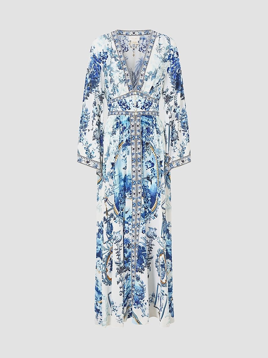 Women's Floral Empire Maxi Dress - The Porcelain Parlour - Size Small