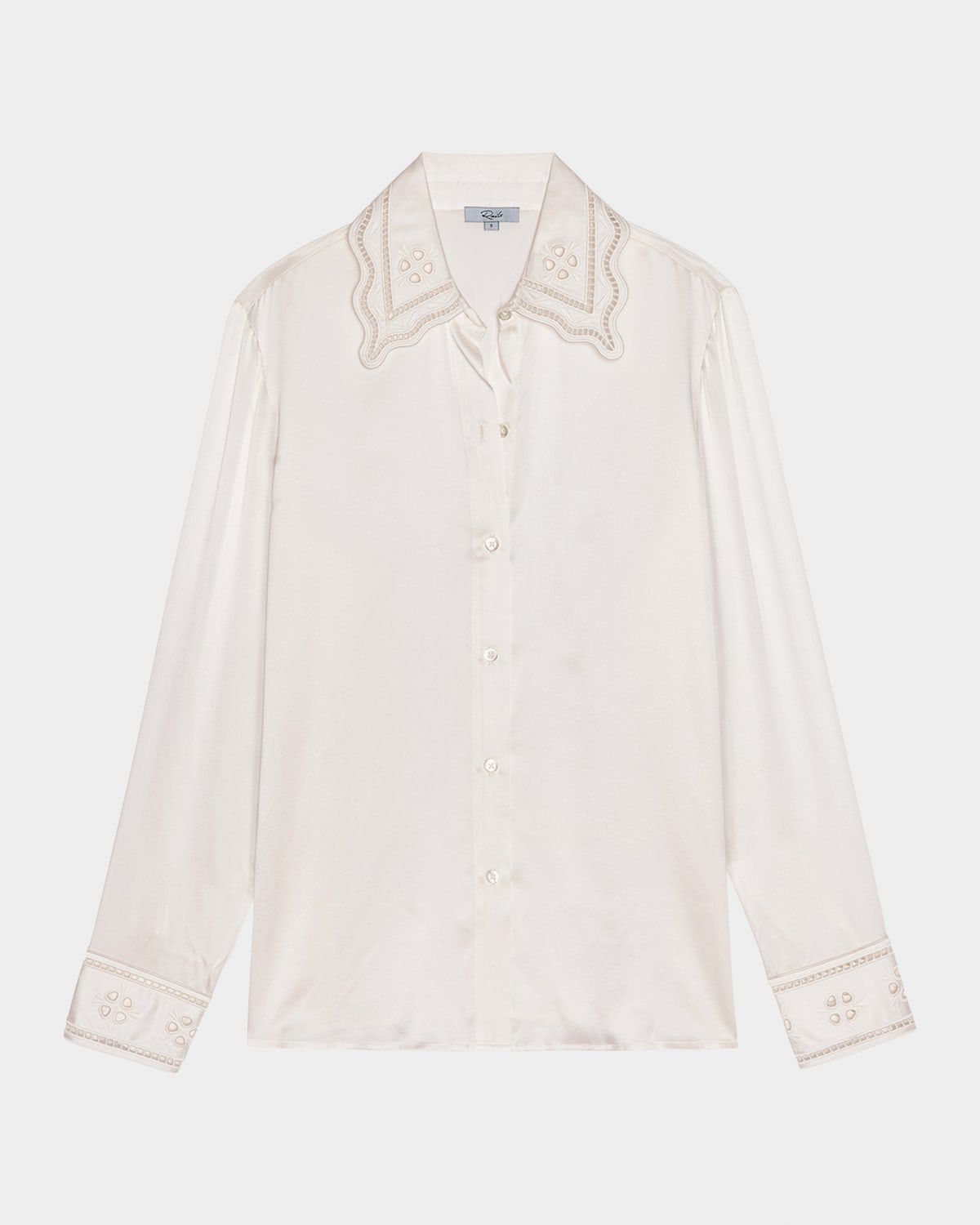 Clarise Silk Scallop-Trimmed Shirt