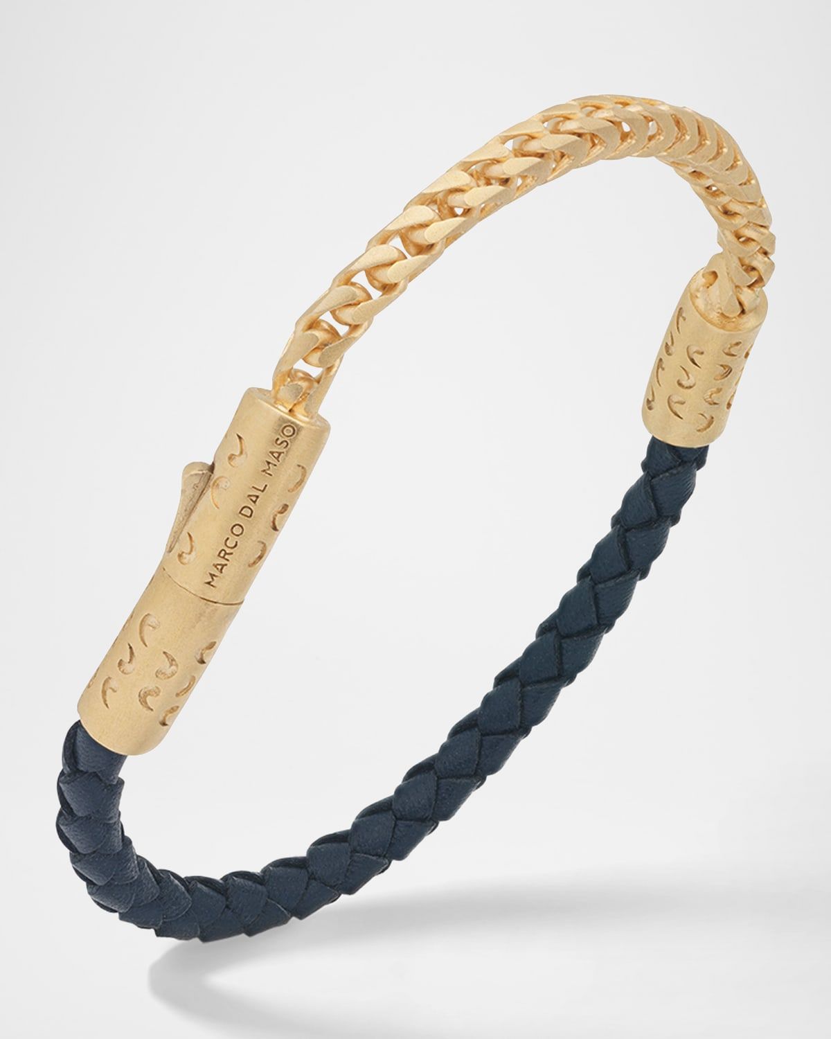 Men & apos;s Lash Leather Franco Chain Combo Bracelet, Gold