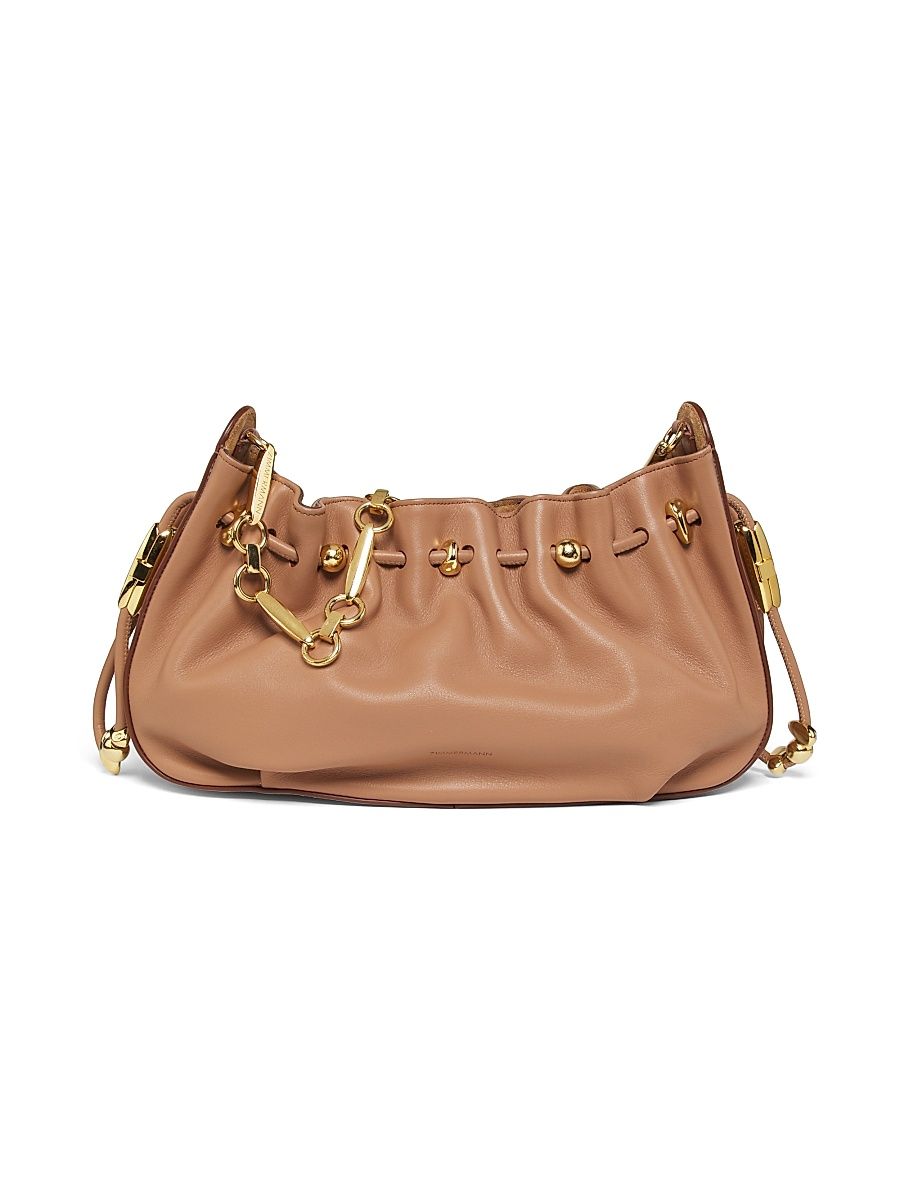 Women's Halcyon Leather Chain Shoulder Bag - Coffee