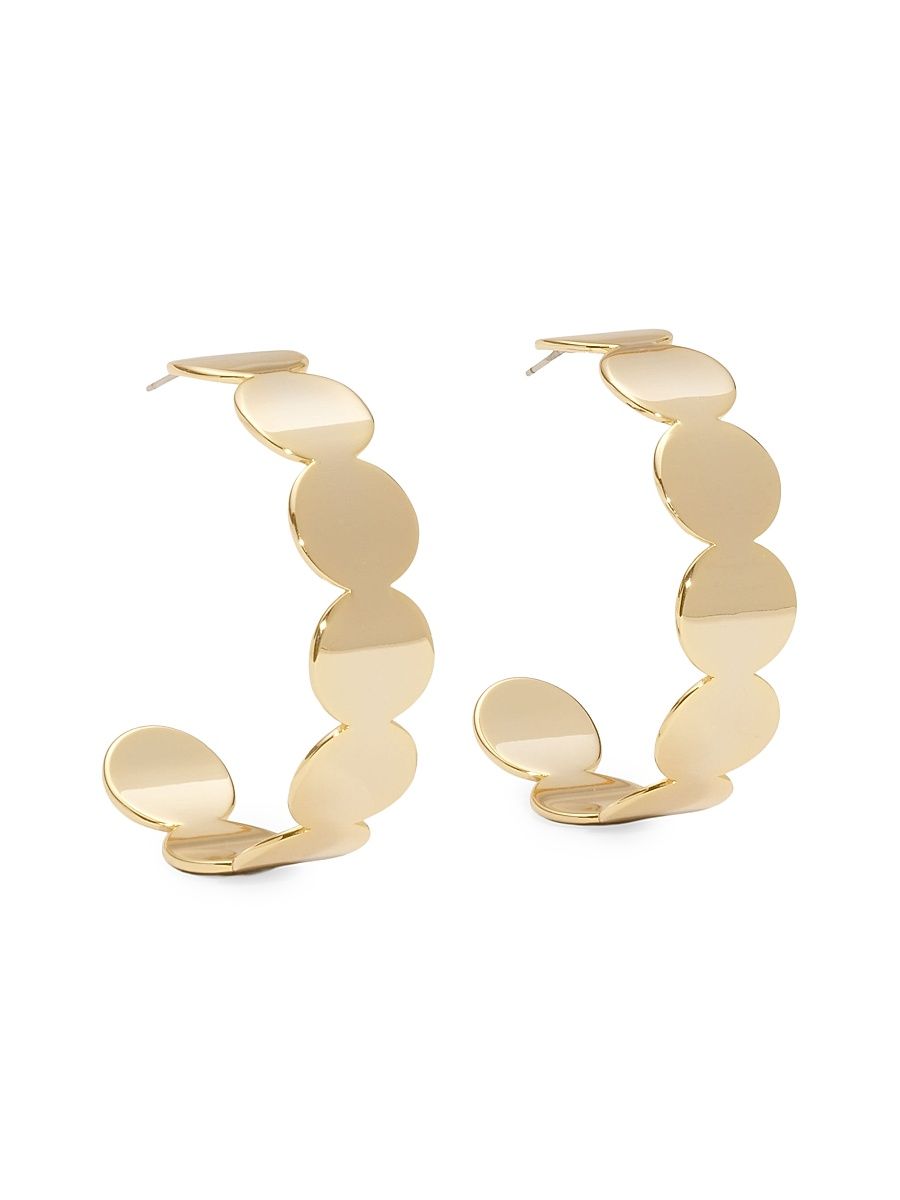 Women's Sparkle Dot Ravi Goldtone Hoops - Gold